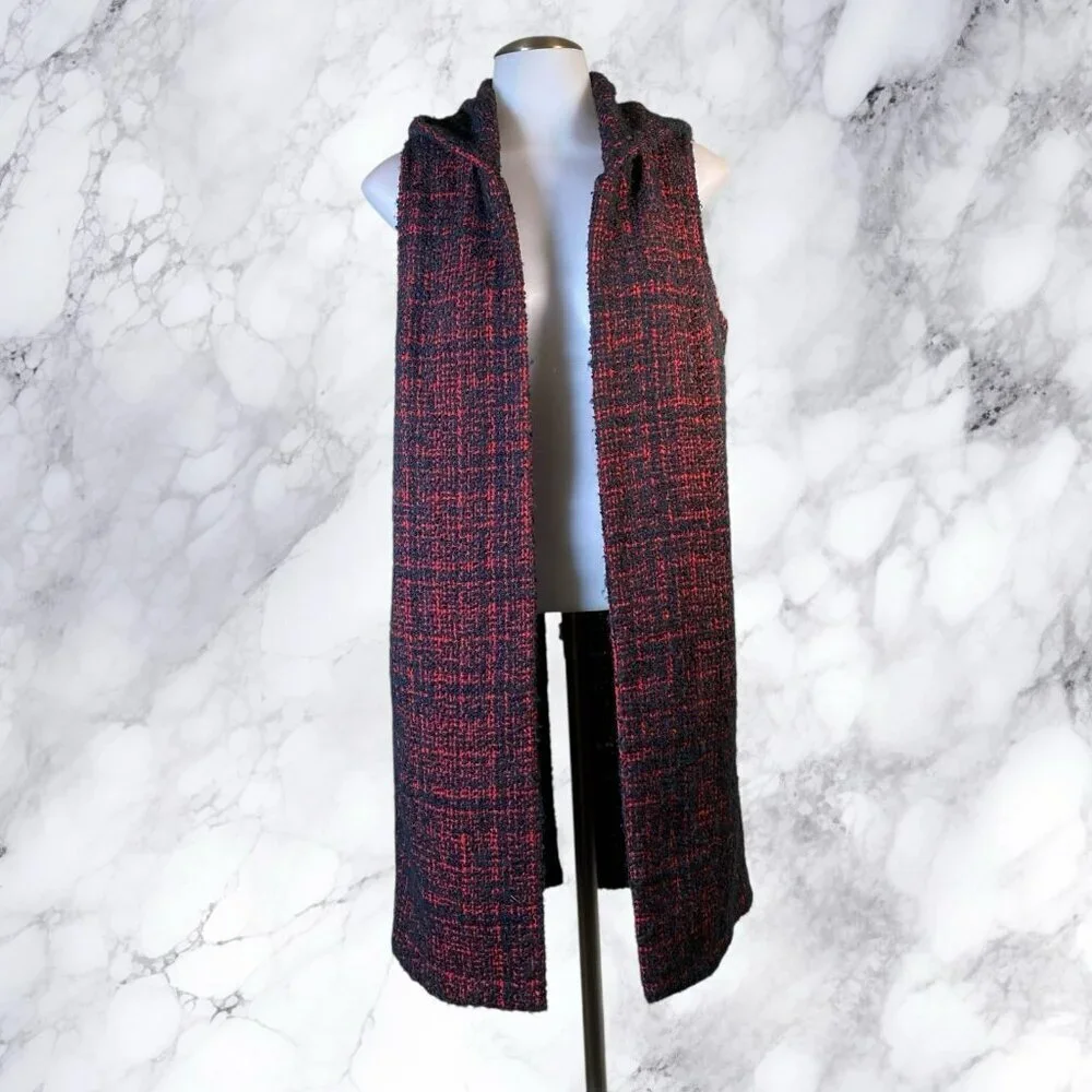 BCBGeneration Gigi Boucle Tweed Vest in Red/Black Combo